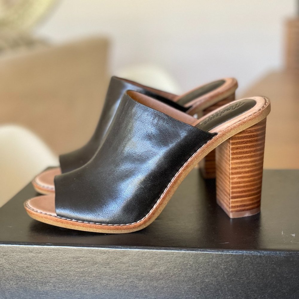 Madewell Slip On Heeled Mules Wood Heel 6.5